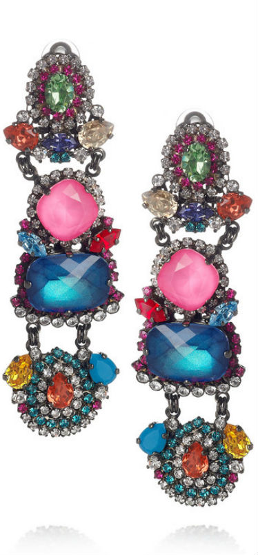 Multicolor Faceted Drop Earrings by Erickson Beamon, Haute Tramp-Living the Jeweled Life