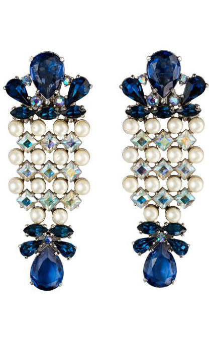 Vintage Costume Jewelry Love-Schiaparelli Crystal and Pearl Cocktail Earrings