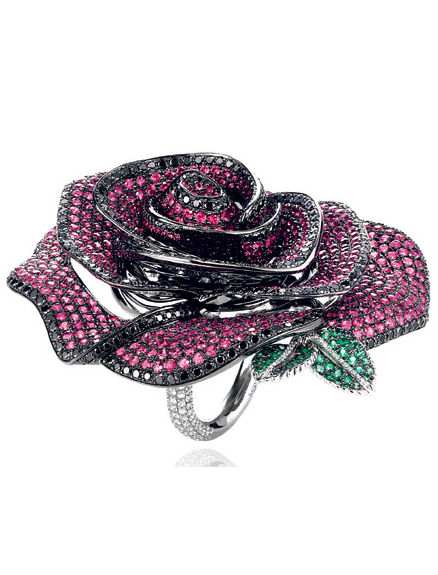 {Daily Jewel} Chopard 18K white gold inlaid ruby rose ring