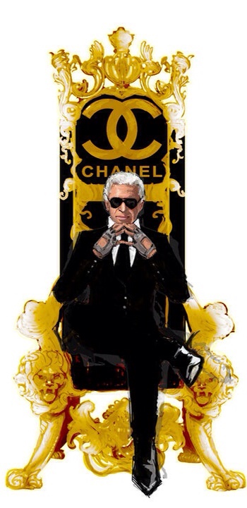 Drawing of Karl Lagerfield, his most honored and revered Emperor of Chanel Couture
