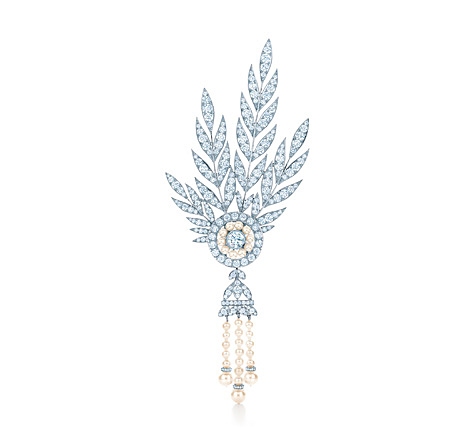 Diamond and Pearl Brooch from the Savoy Headpiece,Great Gatsby Collection of Jewelry, Tiffany & Co. Diamond and Pearl Brooch from the Savoy Headpiece, The Great Gatsby Collection, Tiffany & Co.